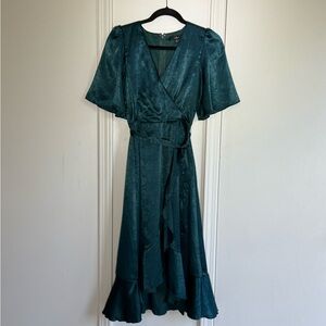 Lulus Teal Green Wrap Midi Dress With Tie